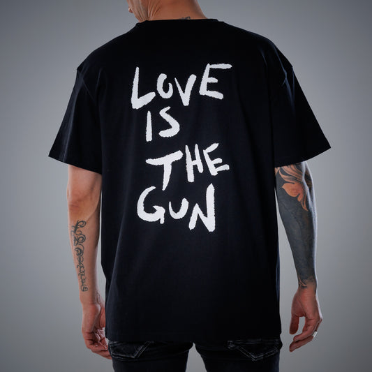 oversized t shirt unisex with print "LOVE IS THE GUN"
